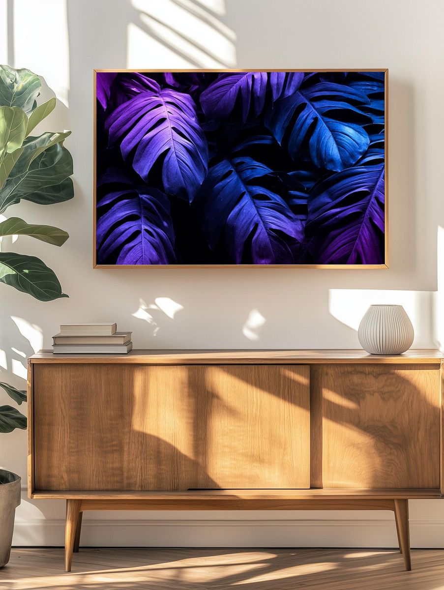 Vibrant Monstera Leaves — Botanical Print. — room view 3