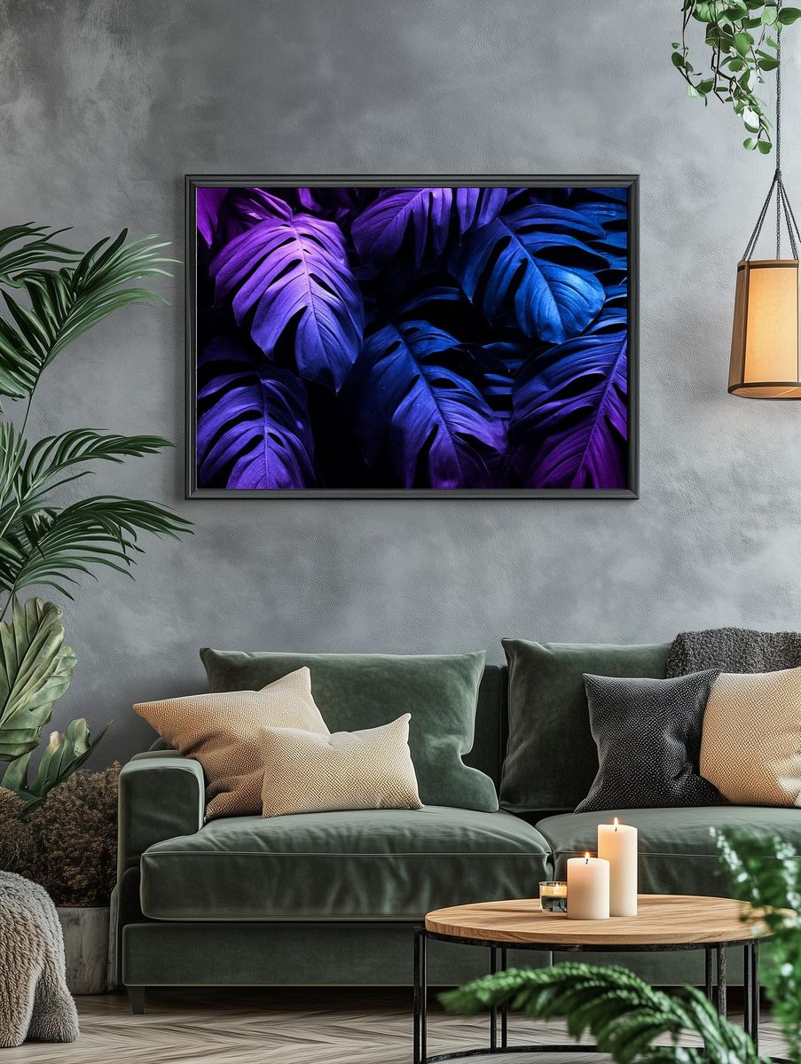 Vibrant Monstera Leaves — Botanical Print. — room view 4