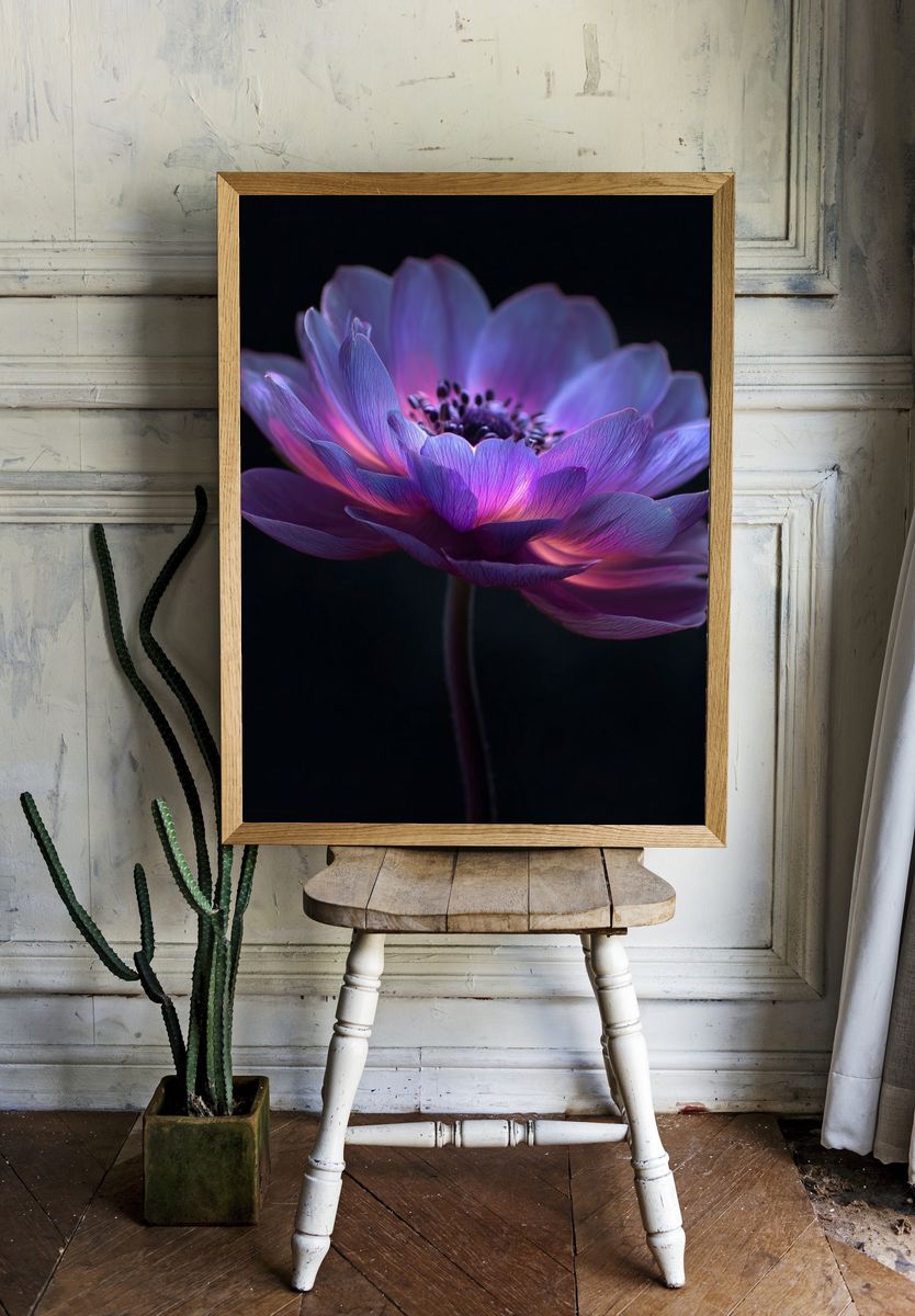 Purple Flower — Botanical Print. — room view 1