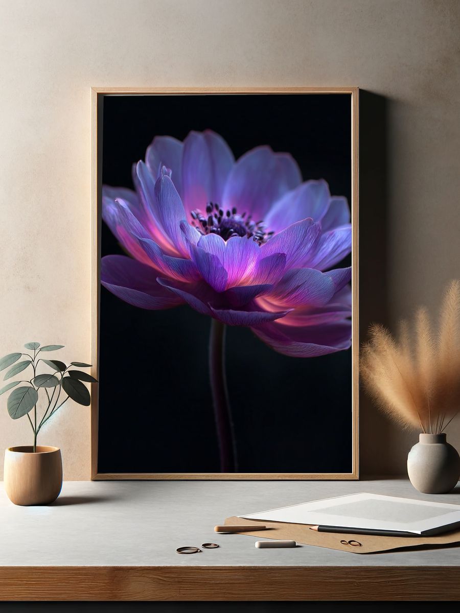 Purple Flower — Botanical Print. — room view 2