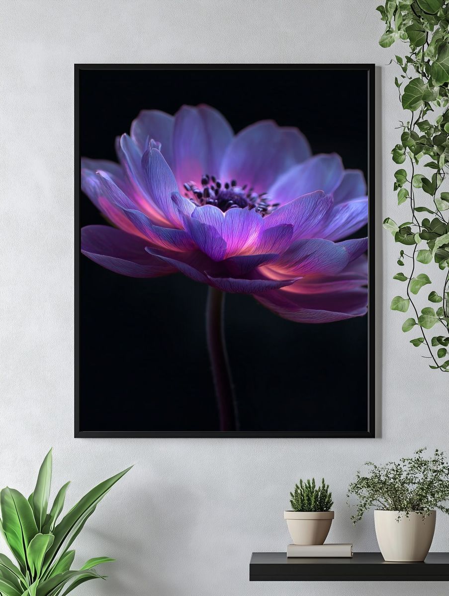 Purple Flower — Botanical Print. — room view 4