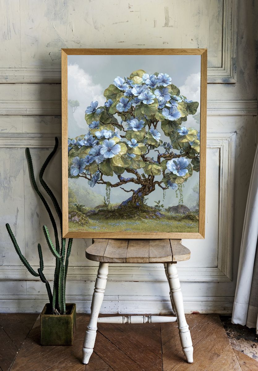 Floral Camellia Pattern Poster. — room view 1