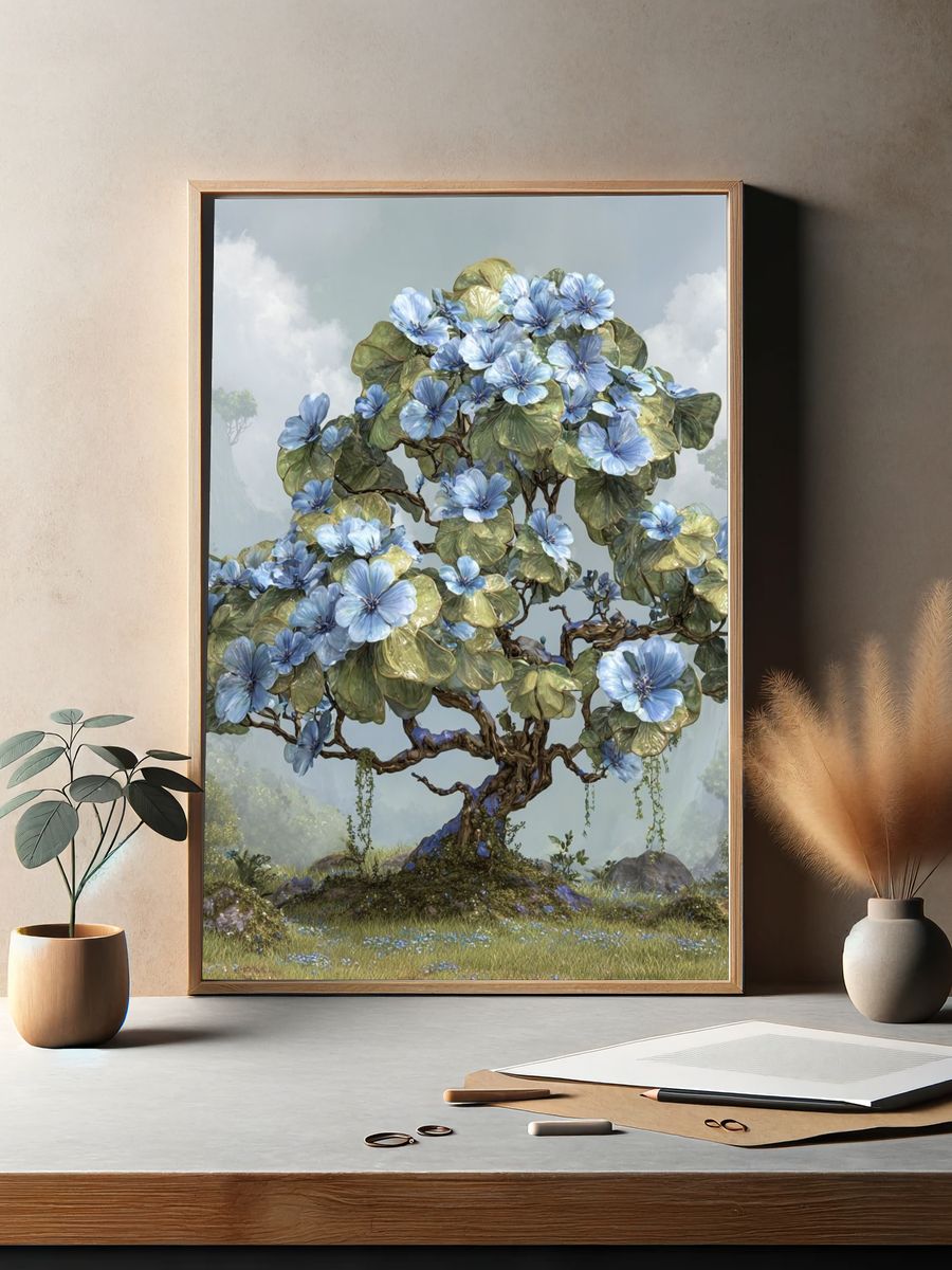 Floral Camellia Pattern Poster. — room view 2