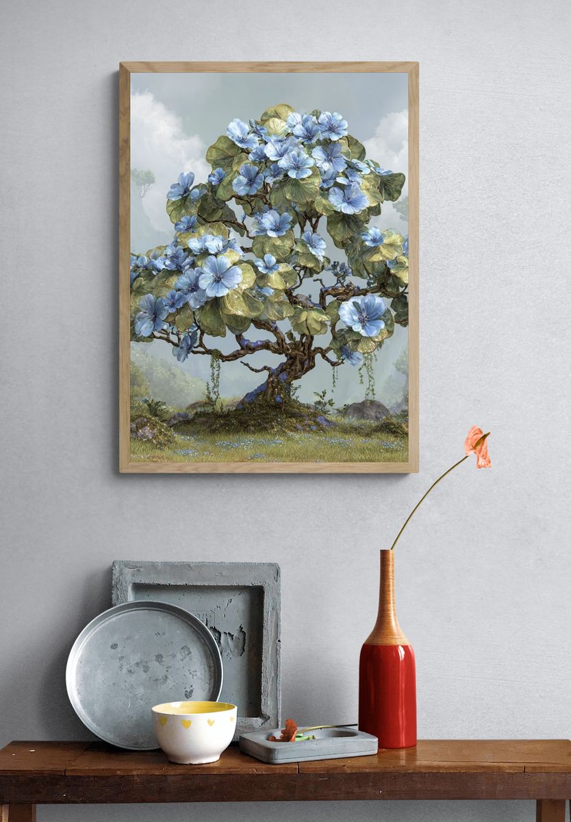 Floral Camellia Pattern Poster. — room view 3