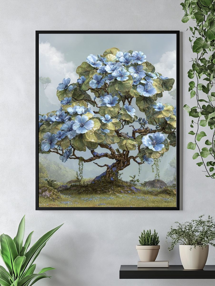 Floral Camellia Pattern Poster. — room view 4