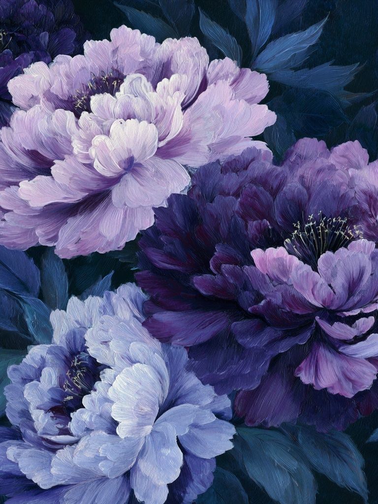 Purple Peonies — Botanical Print. poster detail