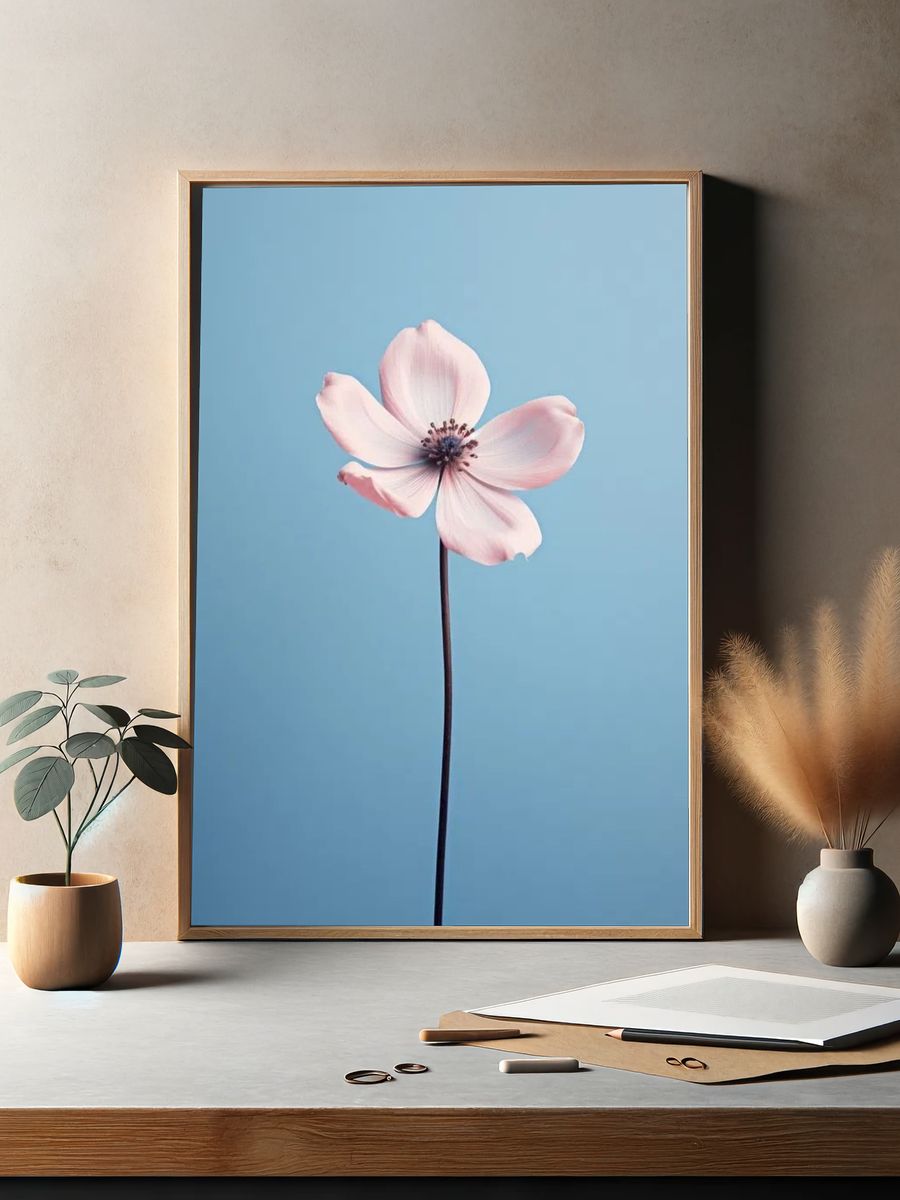 Pink Flower — Botanical Print. — room view 2