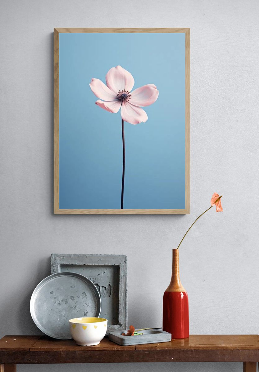 Pink Flower — Botanical Print. — room view 3