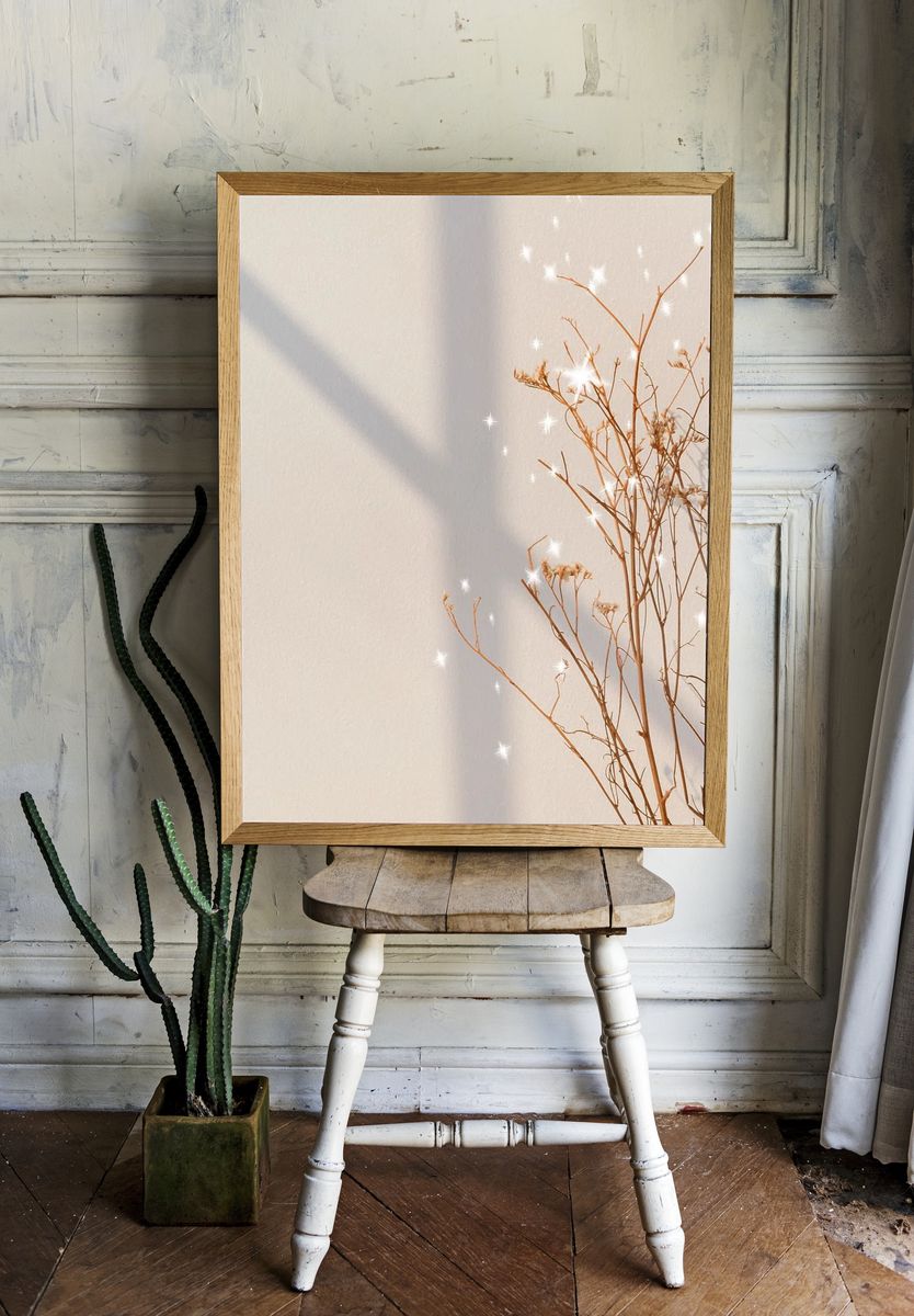 Dried Flowers with Sparkles — Botanical Print. — room view 1