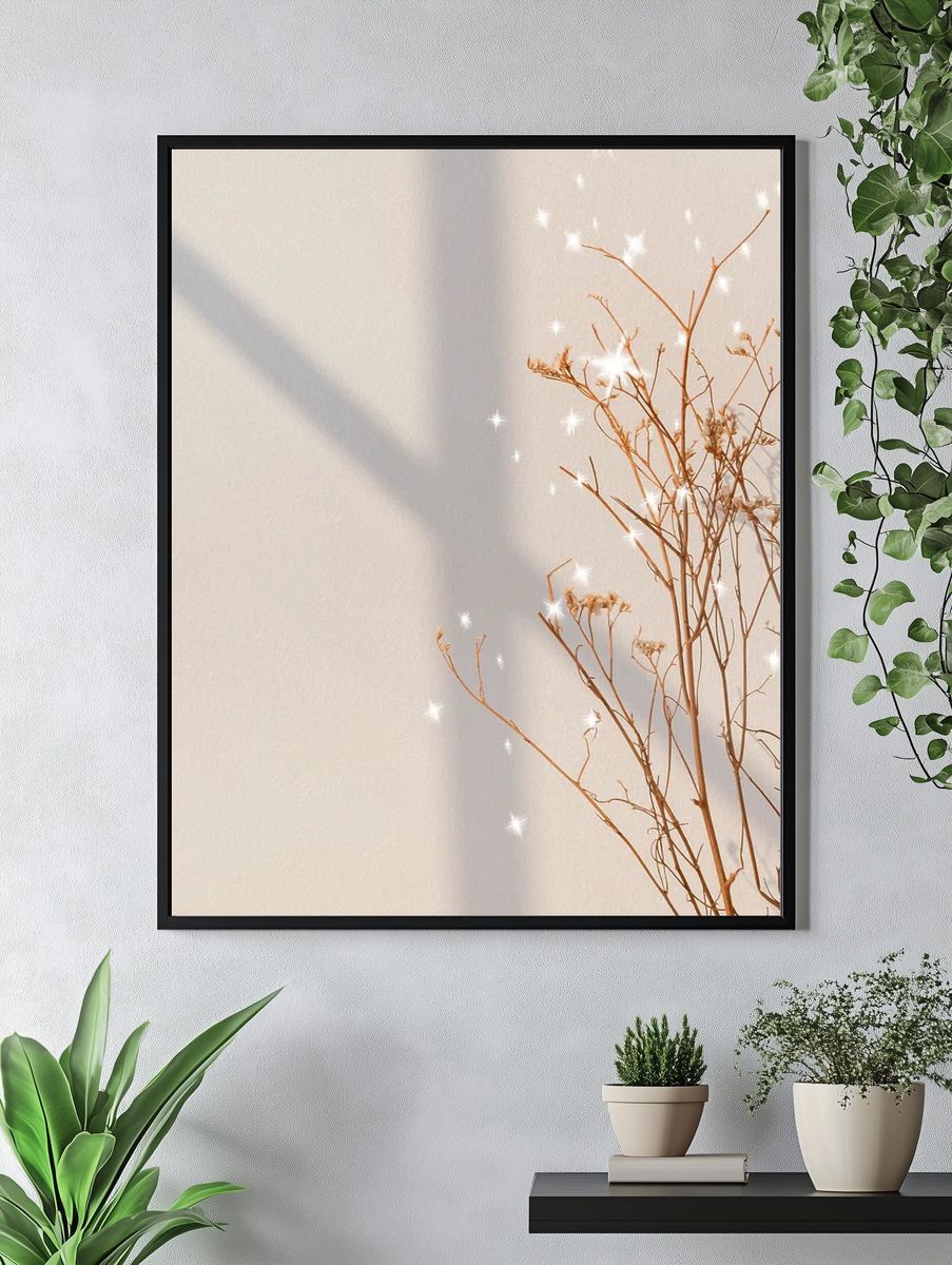 Dried Flowers with Sparkles — Botanical Print. — room view 4