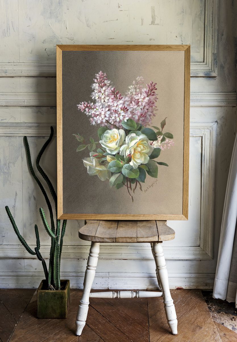 Floral Bouquet — Vintage Print. — room view 1