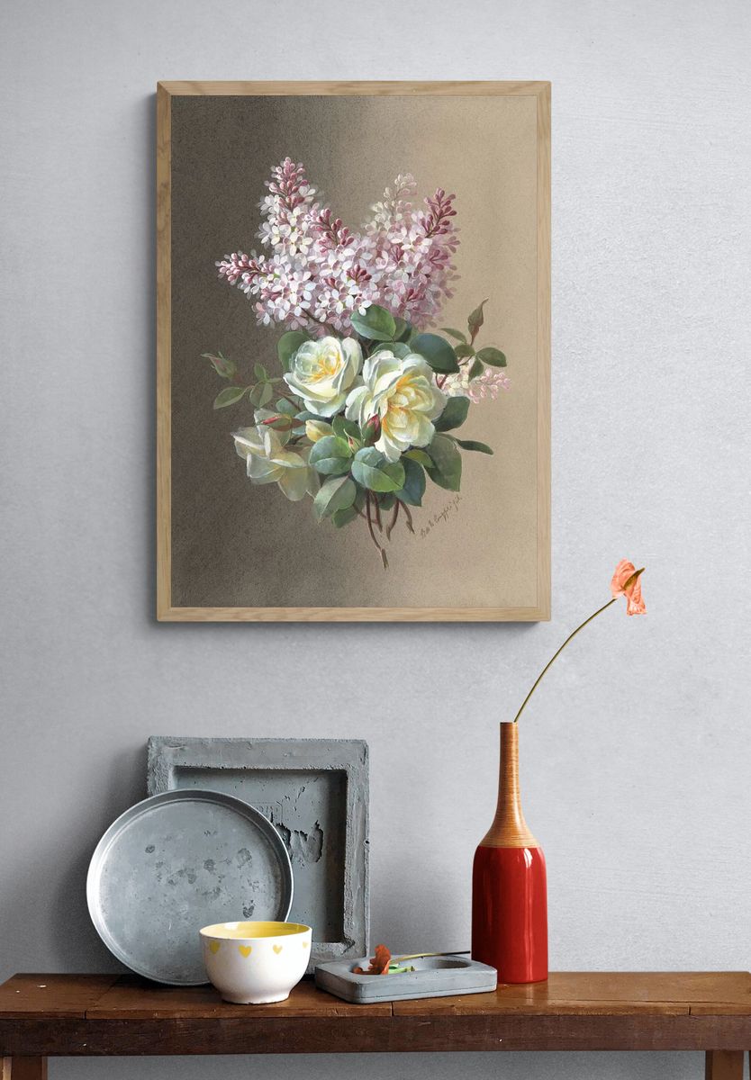 Floral Bouquet — Vintage Print. — room view 3
