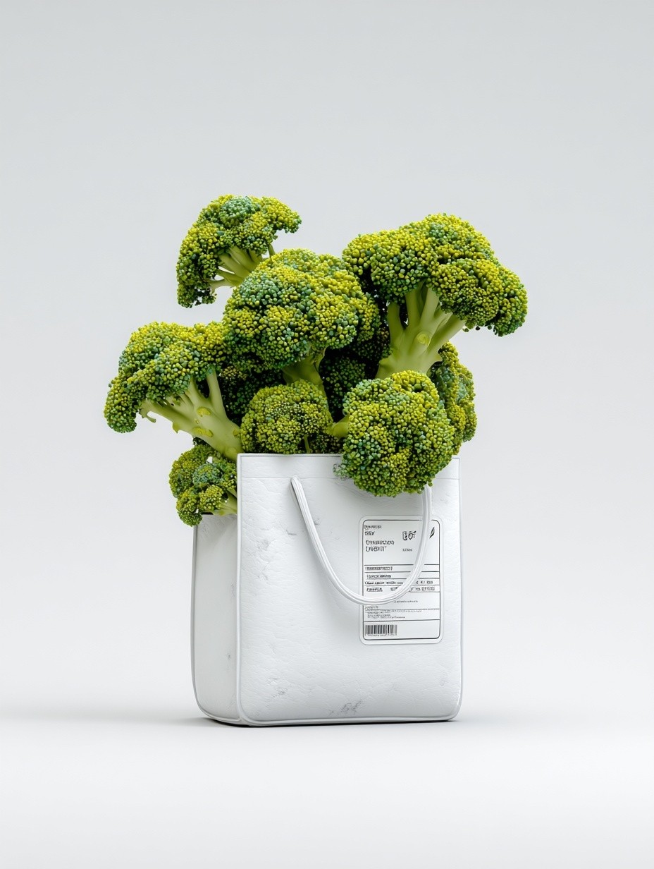 Broccoli in Tote Bag — Modern Print. poster — illustration art