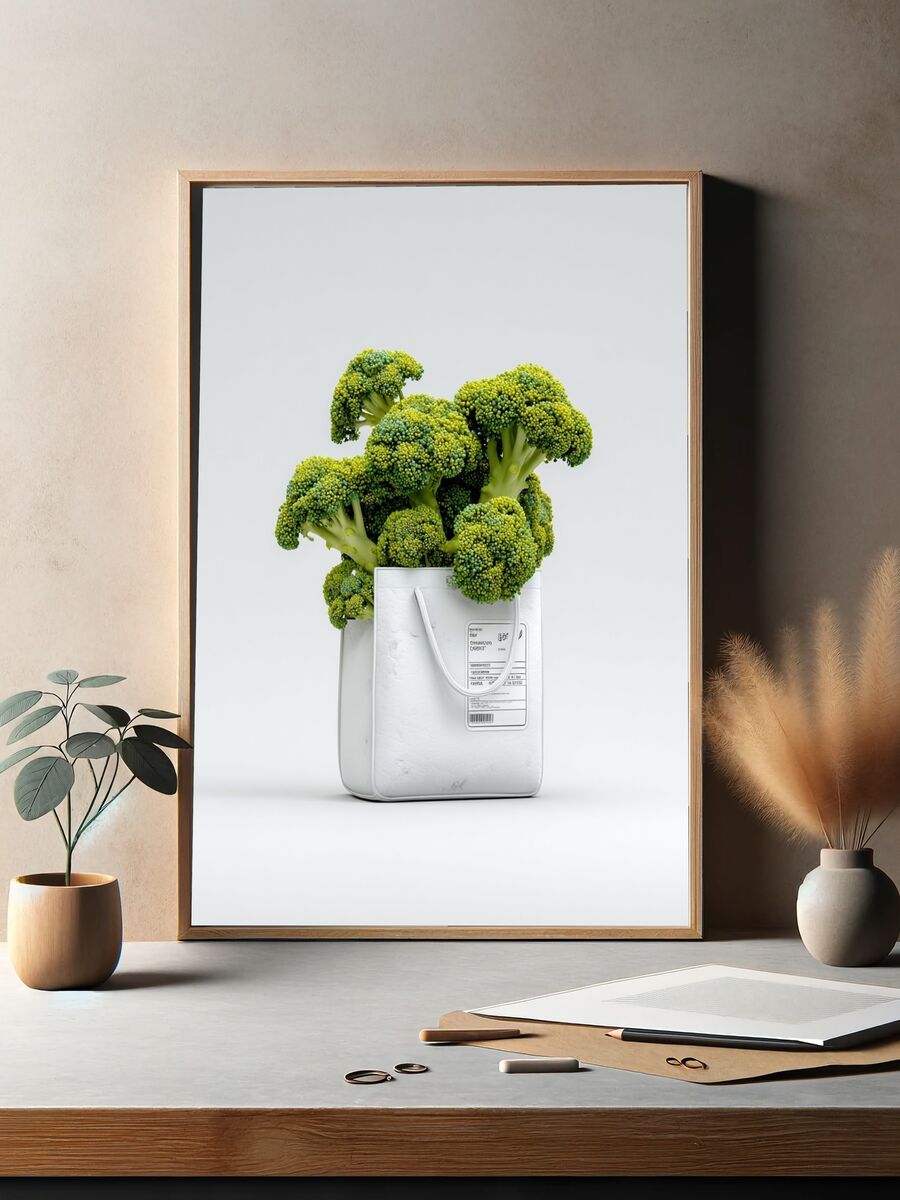 Broccoli in Tote Bag — Modern Print. — room view 2