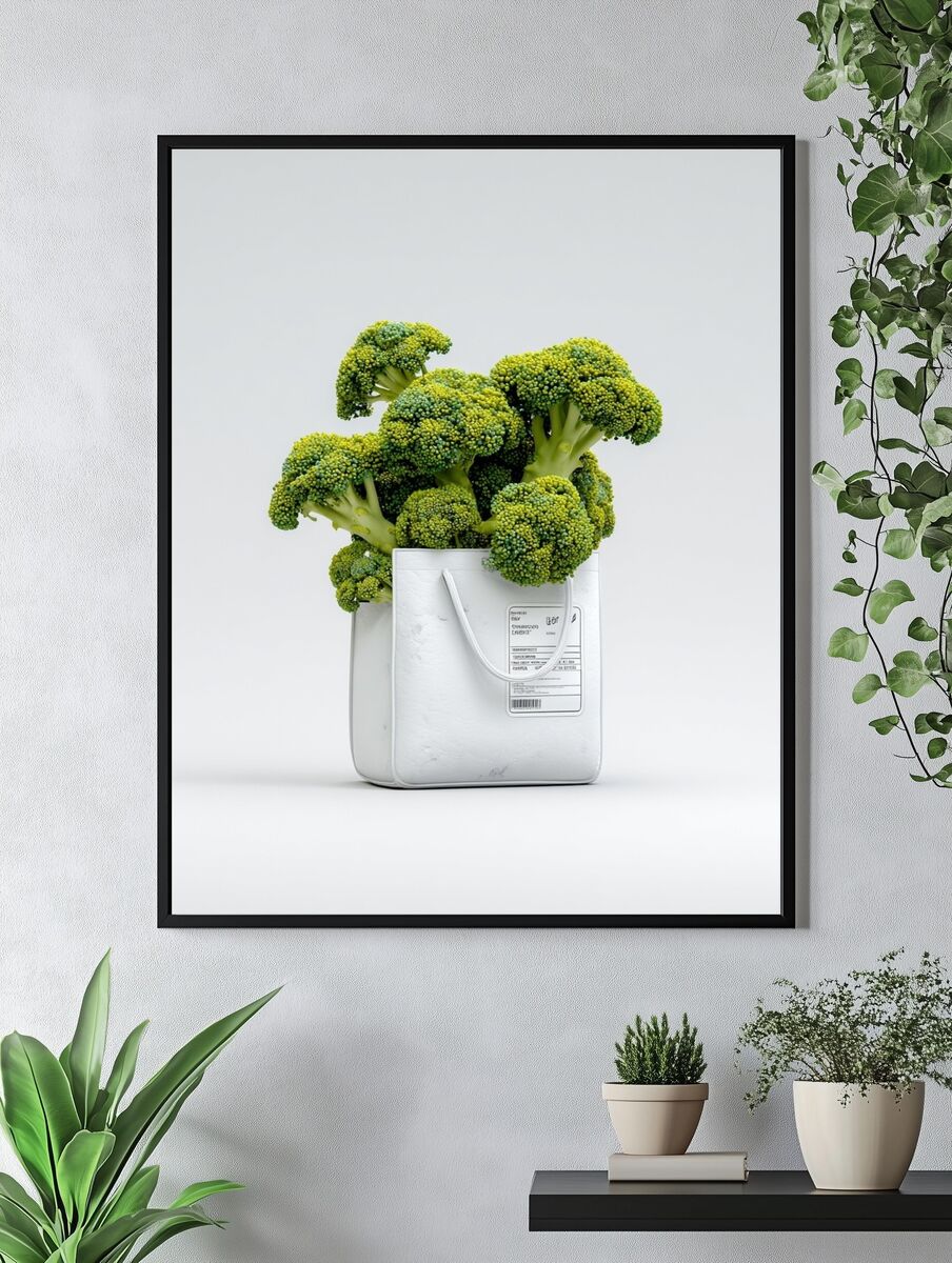 Broccoli in Tote Bag — Modern Print. — room view 4