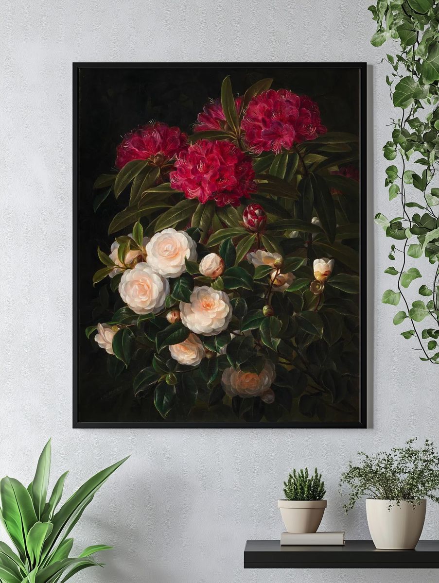 Rhododendron and Camellia — Botanical Print. — room view 4