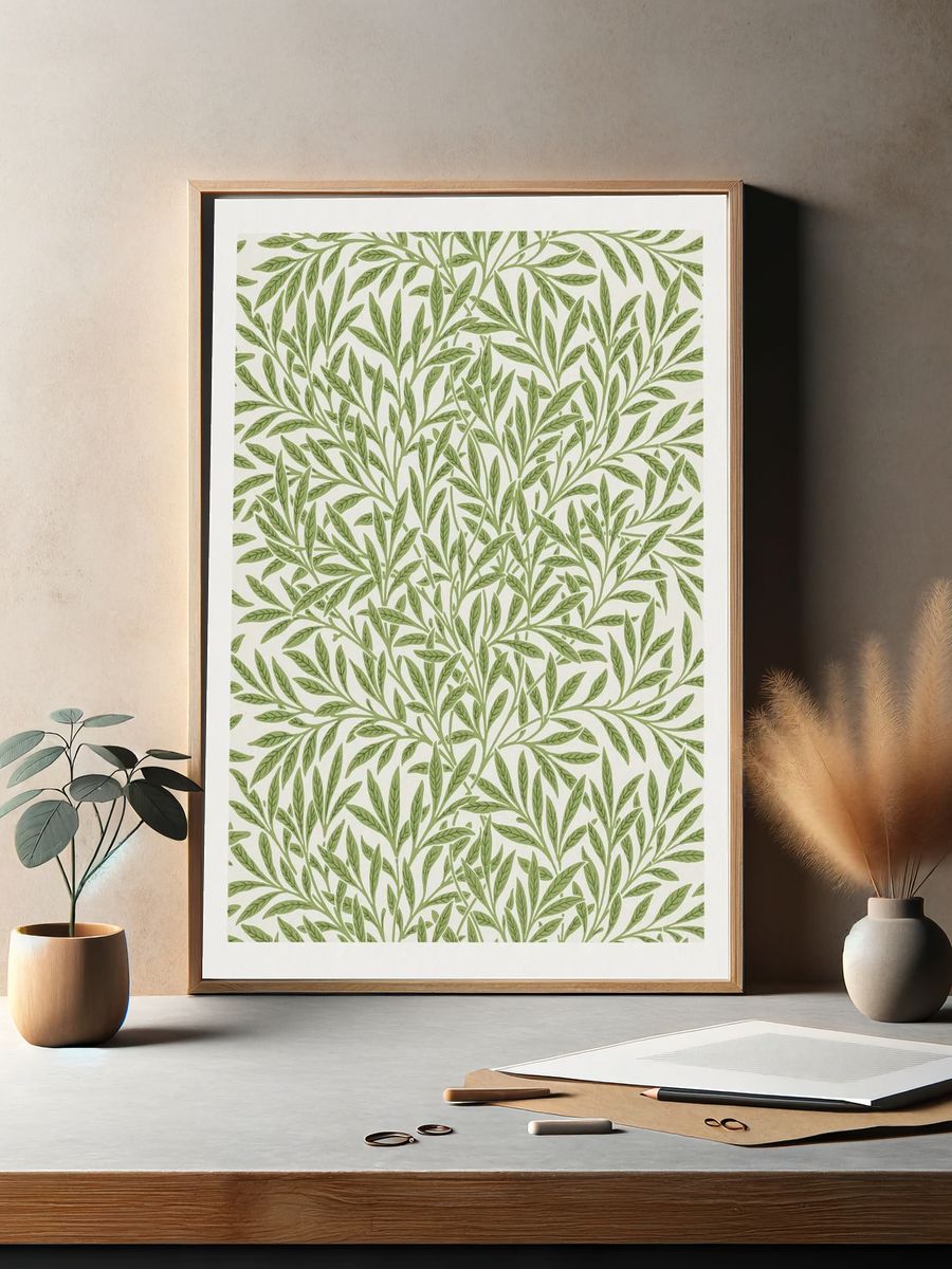 Green Leaf Pattern — Botanical Print. — room view 2