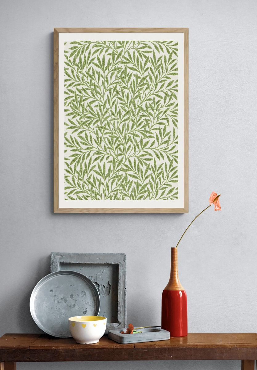 Green Leaf Pattern — Botanical Print. — room view 3