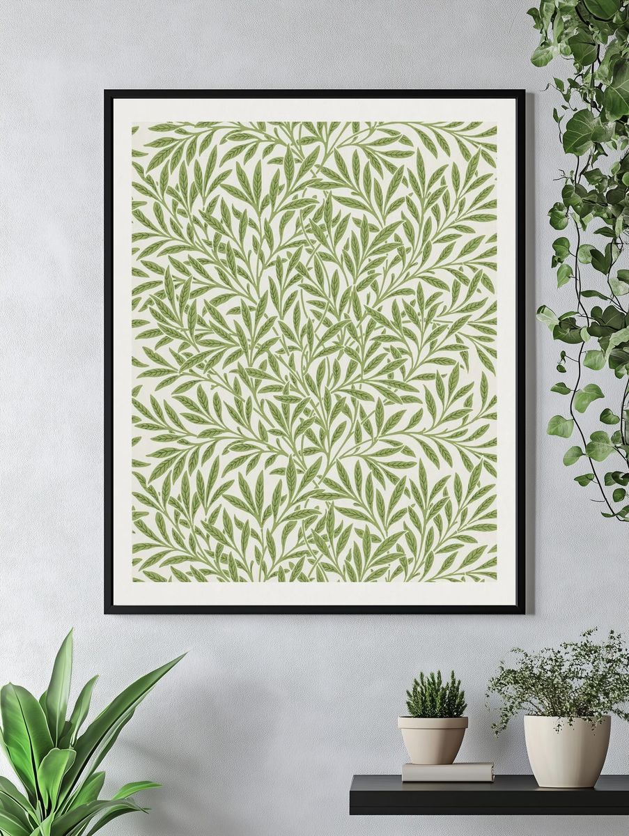 Green Leaf Pattern — Botanical Print. — room view 4