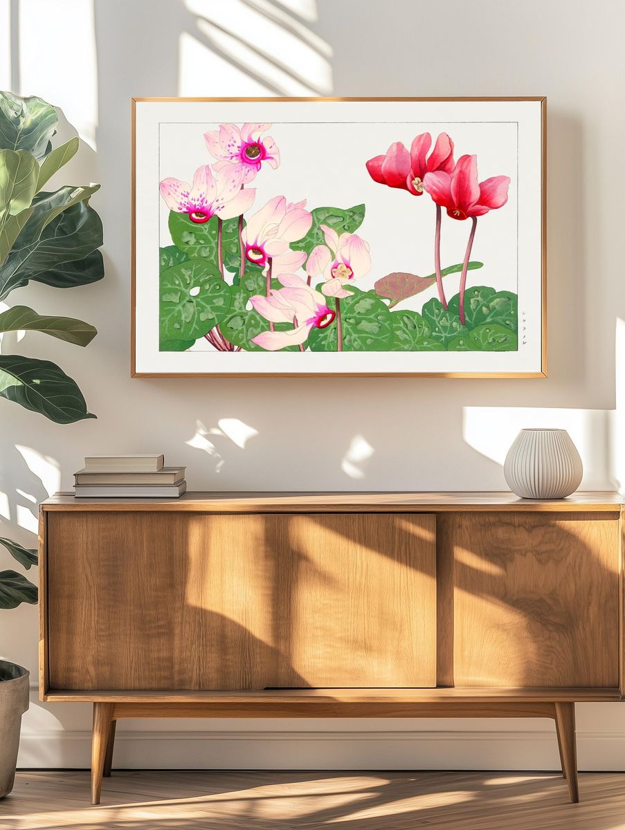 Cyclamen Flowers — Botanical Print. — room view 3