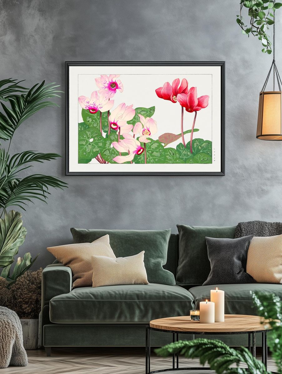 Cyclamen Flowers — Botanical Print. — room view 4
