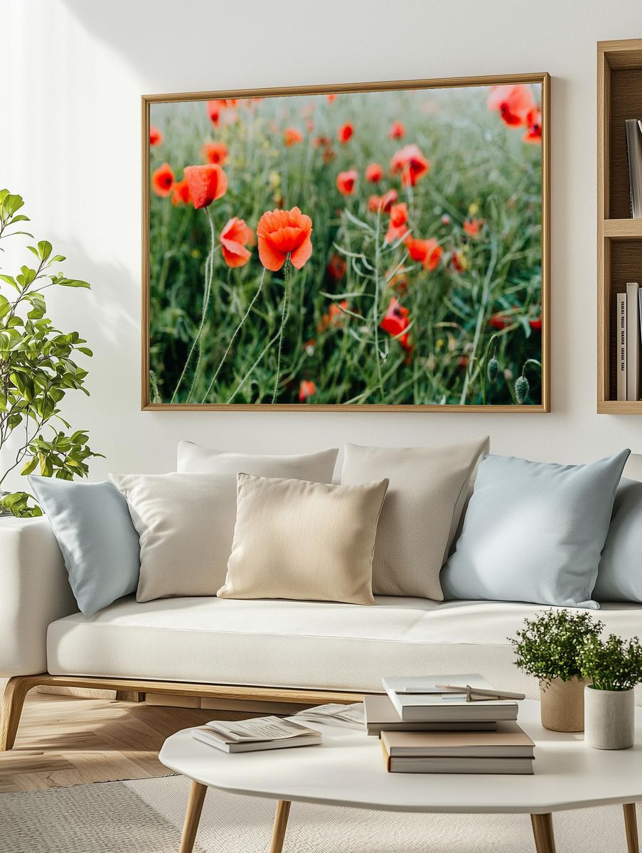 Vibrant Poppy Field — Botanical Print. — room view 2