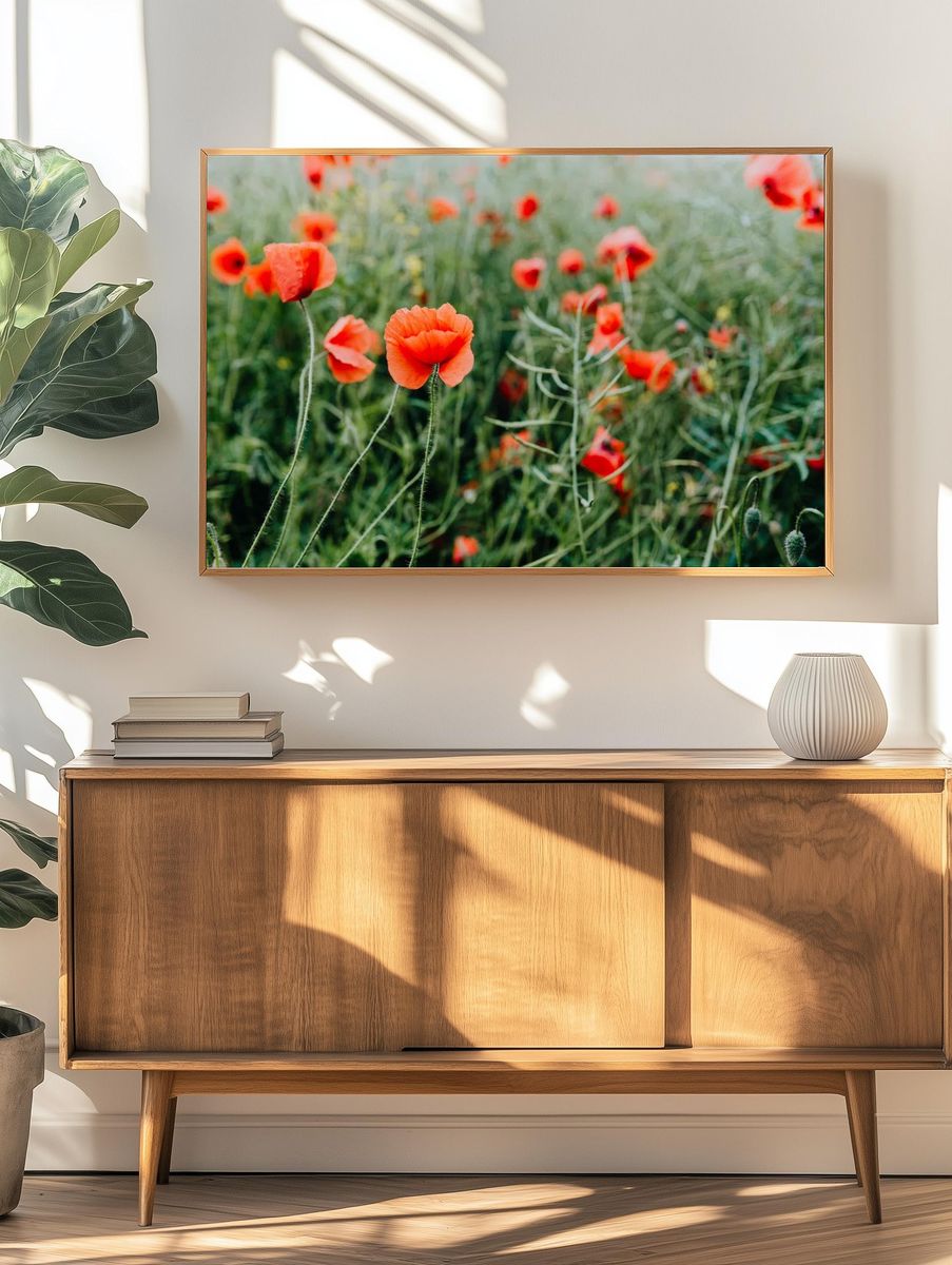 Vibrant Poppy Field — Botanical Print. — room view 3