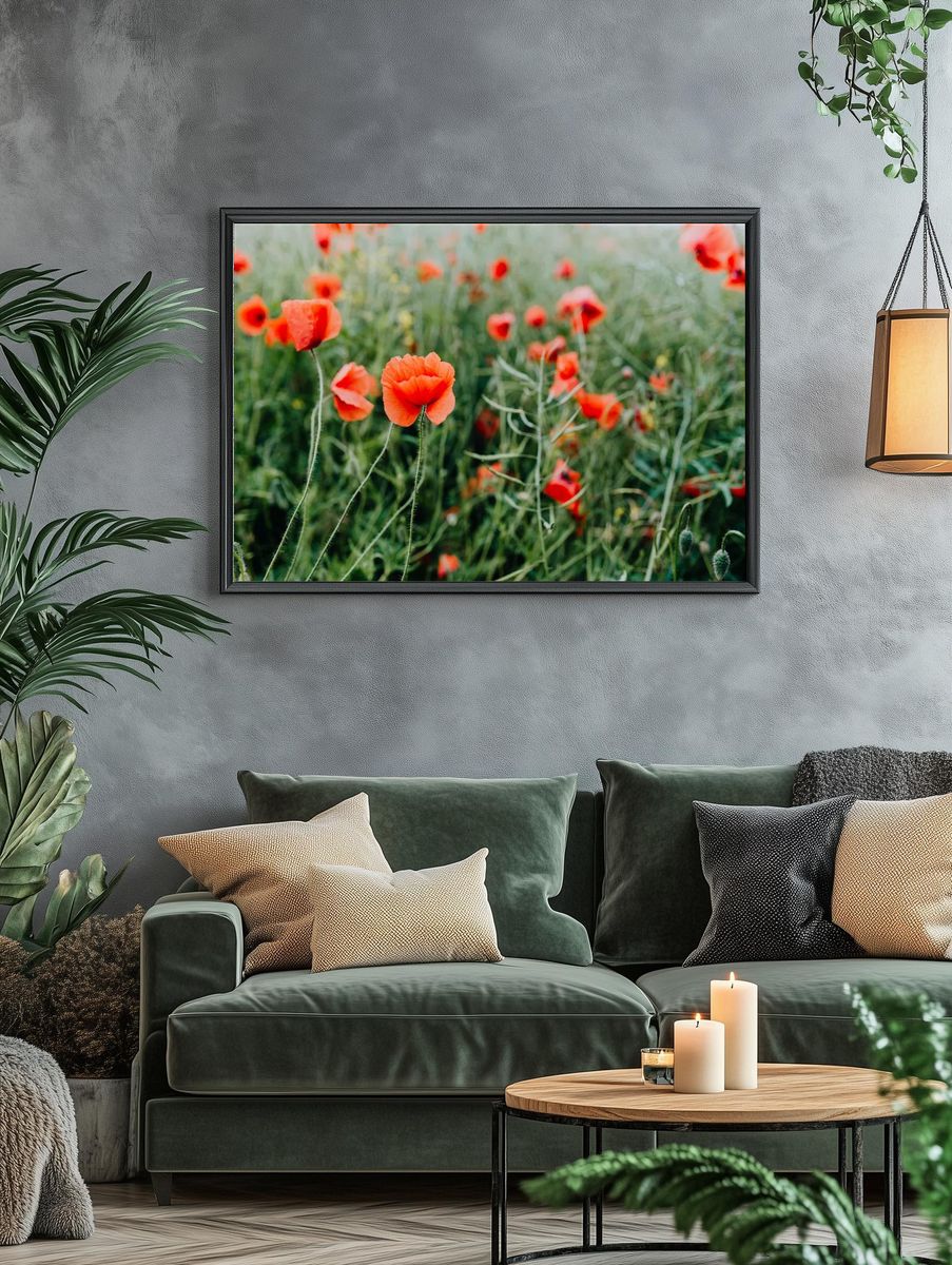 Vibrant Poppy Field — Botanical Print. — room view 4