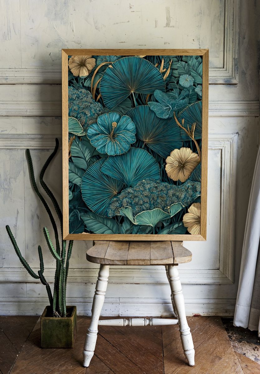 Tropical Botanical Pattern Poster. — room view 1