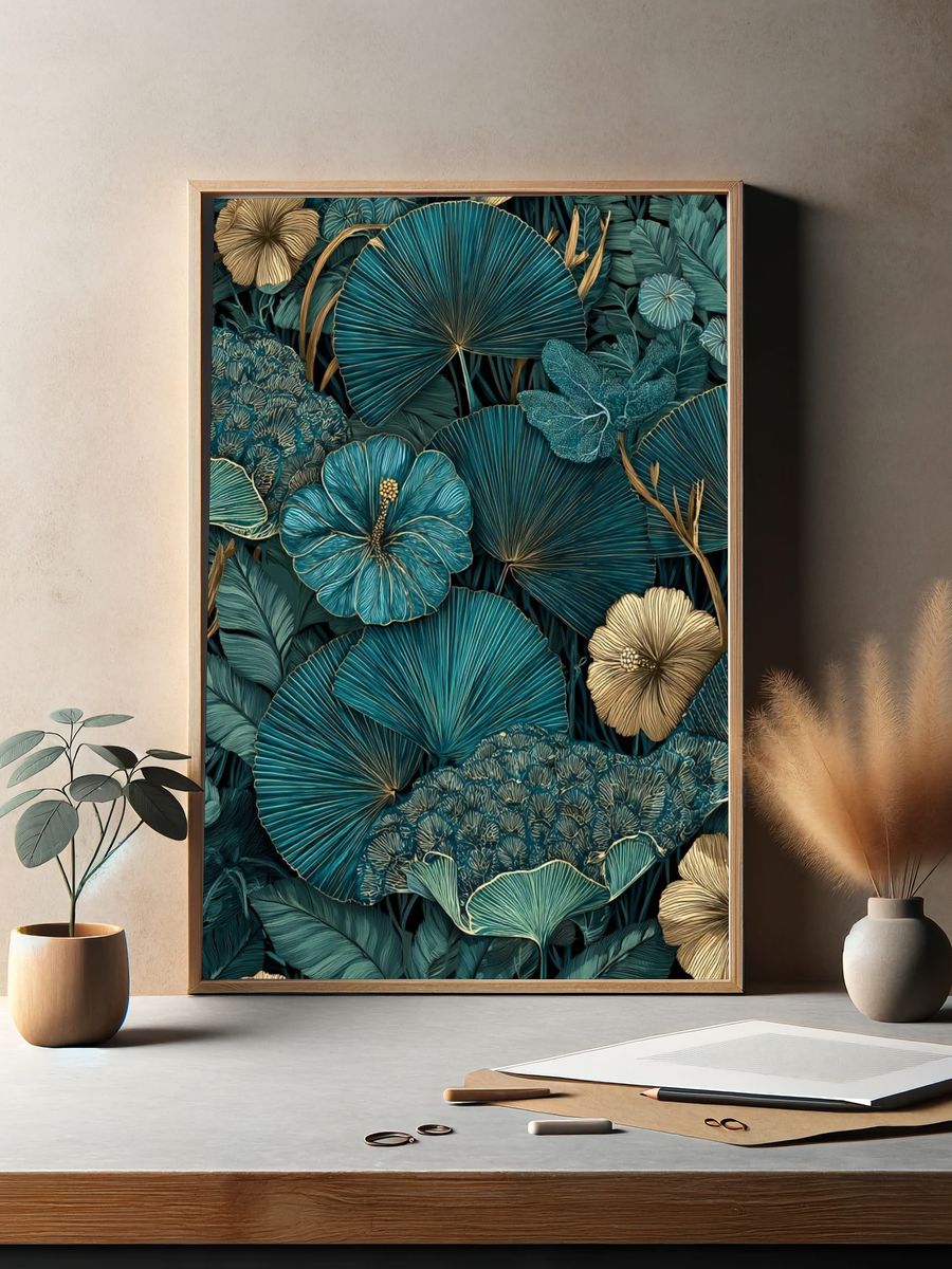 Tropical Botanical Pattern Poster. — room view 2