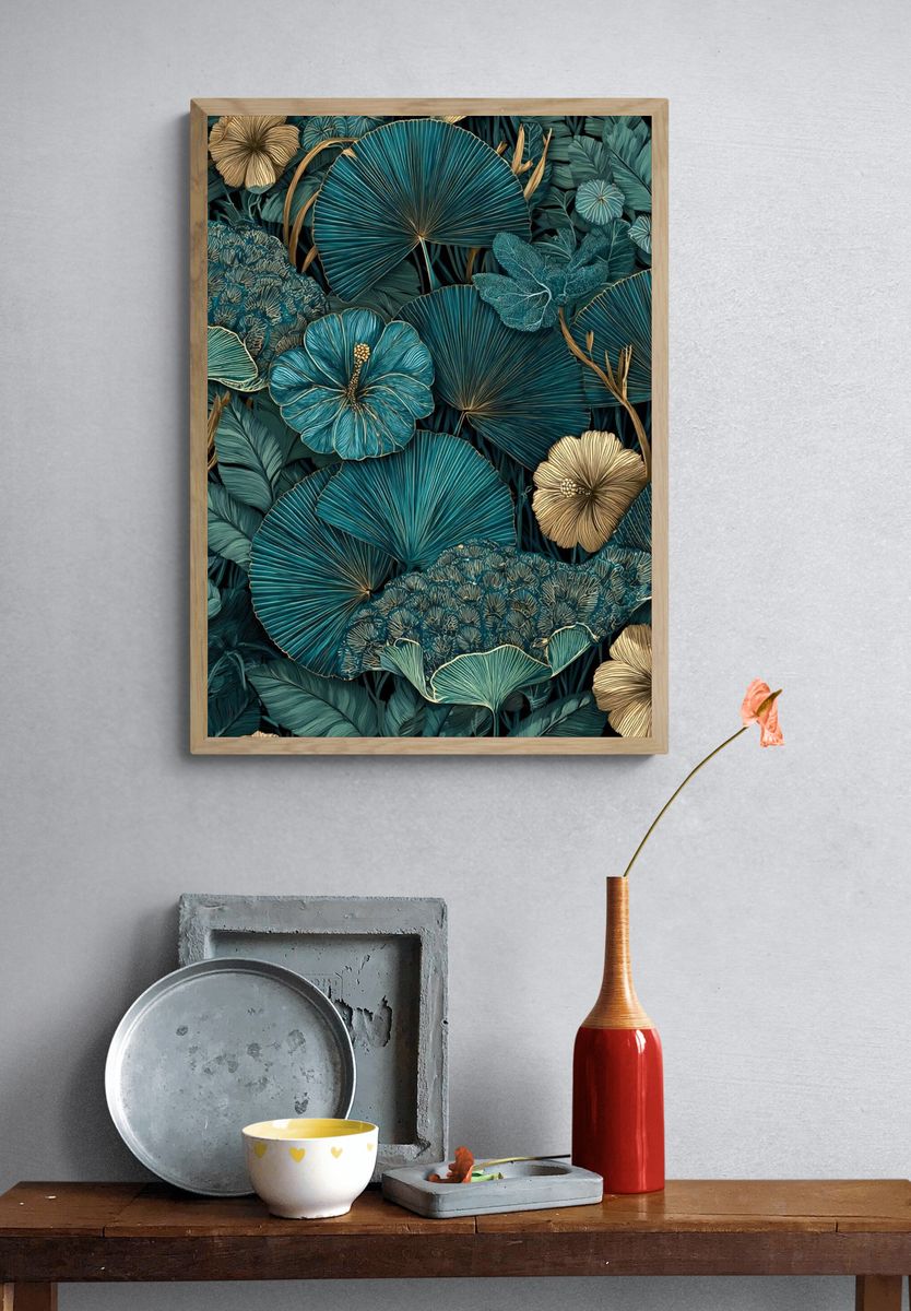 Tropical Botanical Pattern Poster. — room view 3