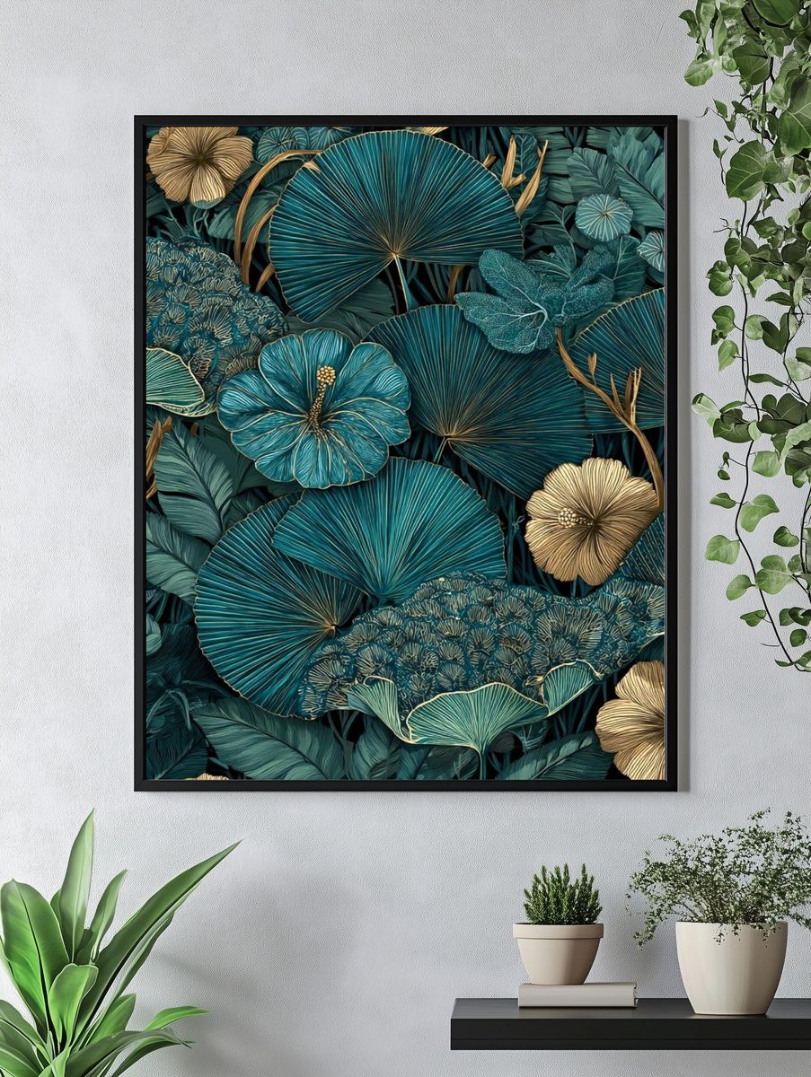 Tropical Botanical Pattern Poster. — room view 4