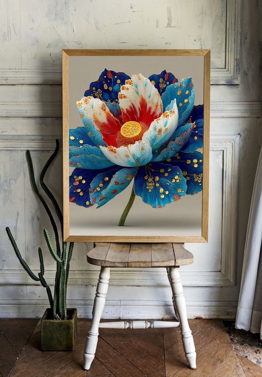 Vibrant Lotus Flower — Botanical Print. — room view 1