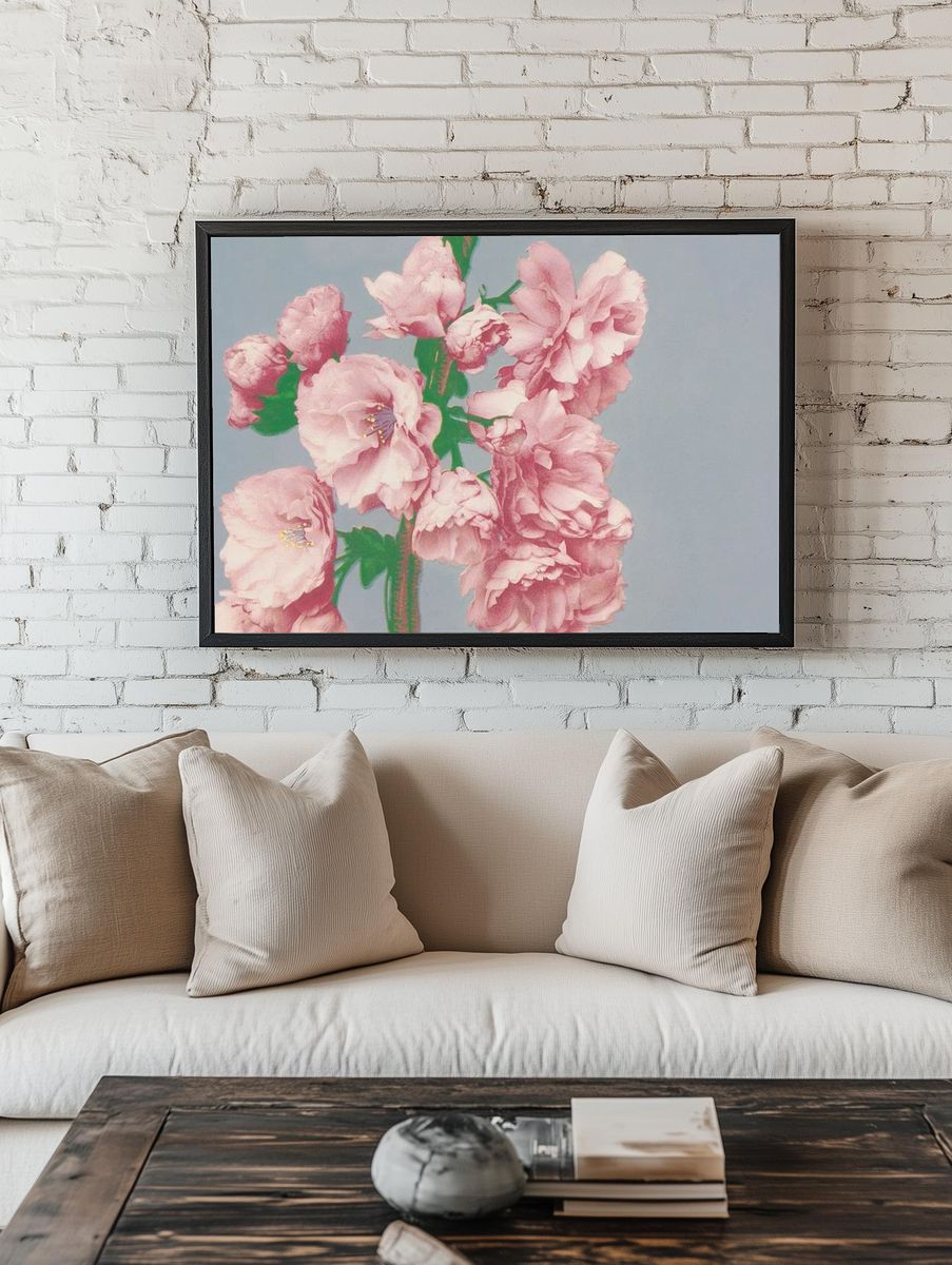 Pink Peony Floral Print. — room view 1