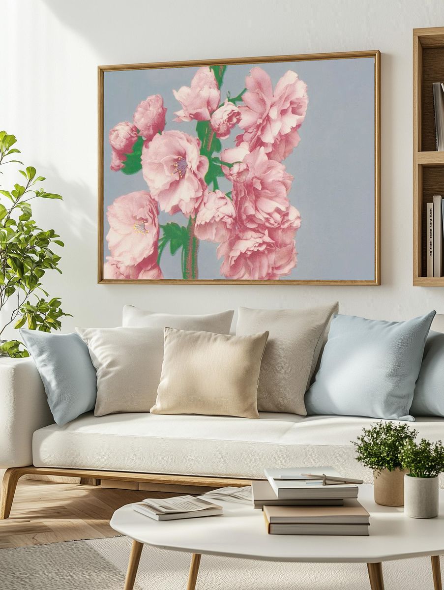 Pink Peony Floral Print. — room view 2