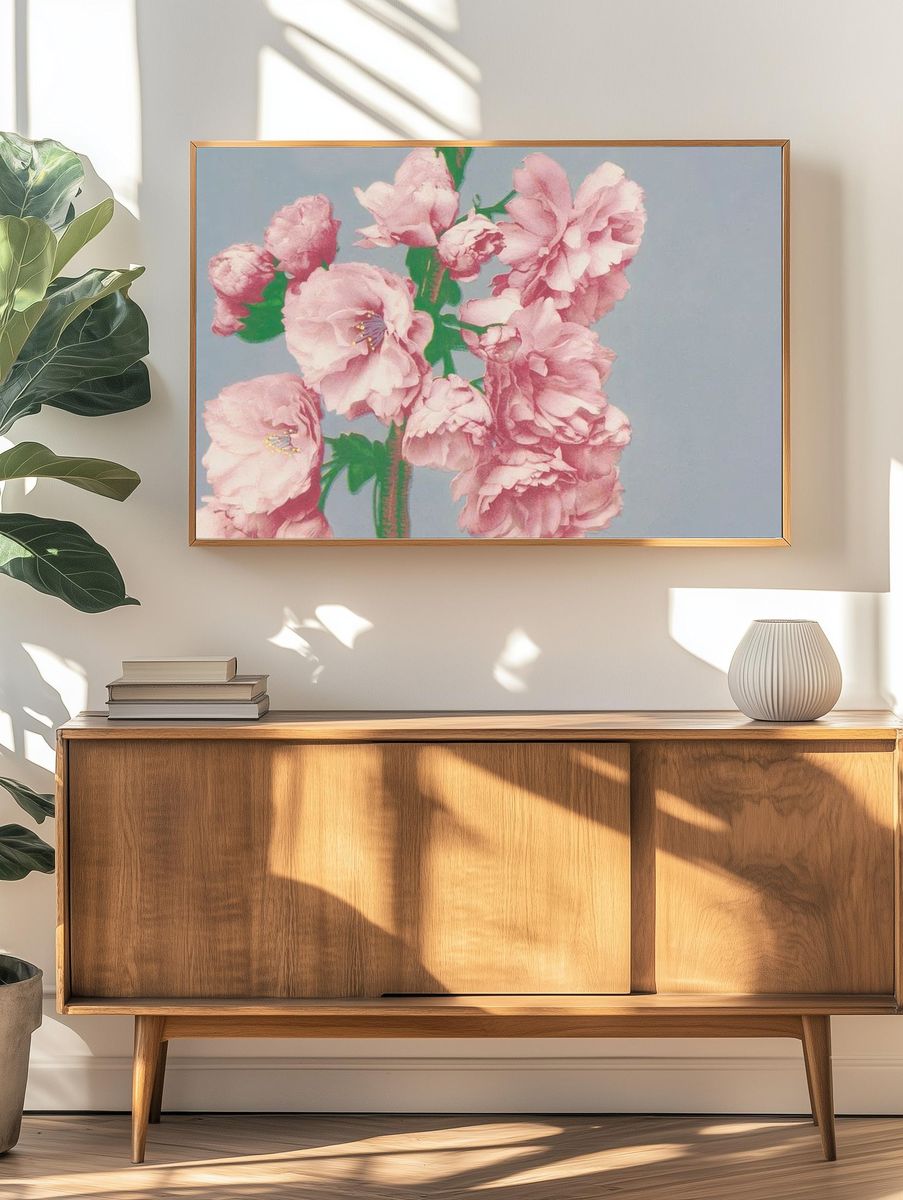 Pink Peony Floral Print. — room view 3