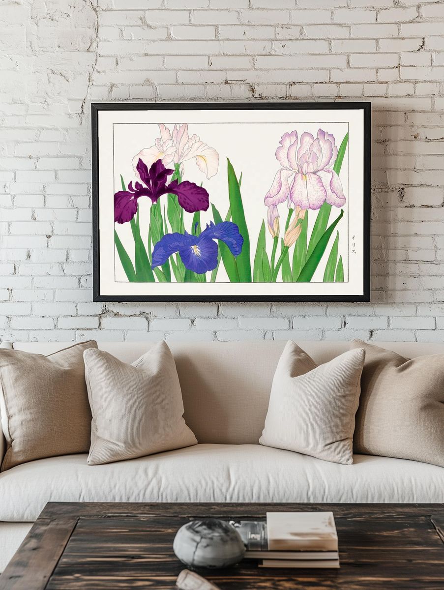 Iris Flowers — Botanical Print. — room view 1