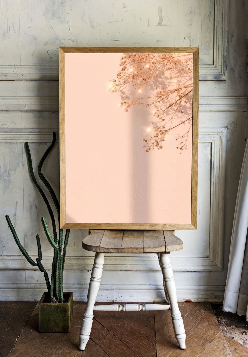 Dried Flowers on Soft Pink Background Poster. — room view 1