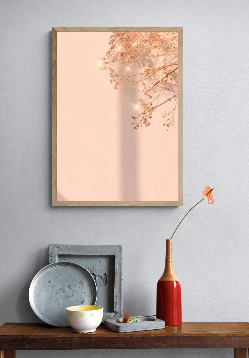 Dried Flowers on Soft Pink Background Poster. — room view 3