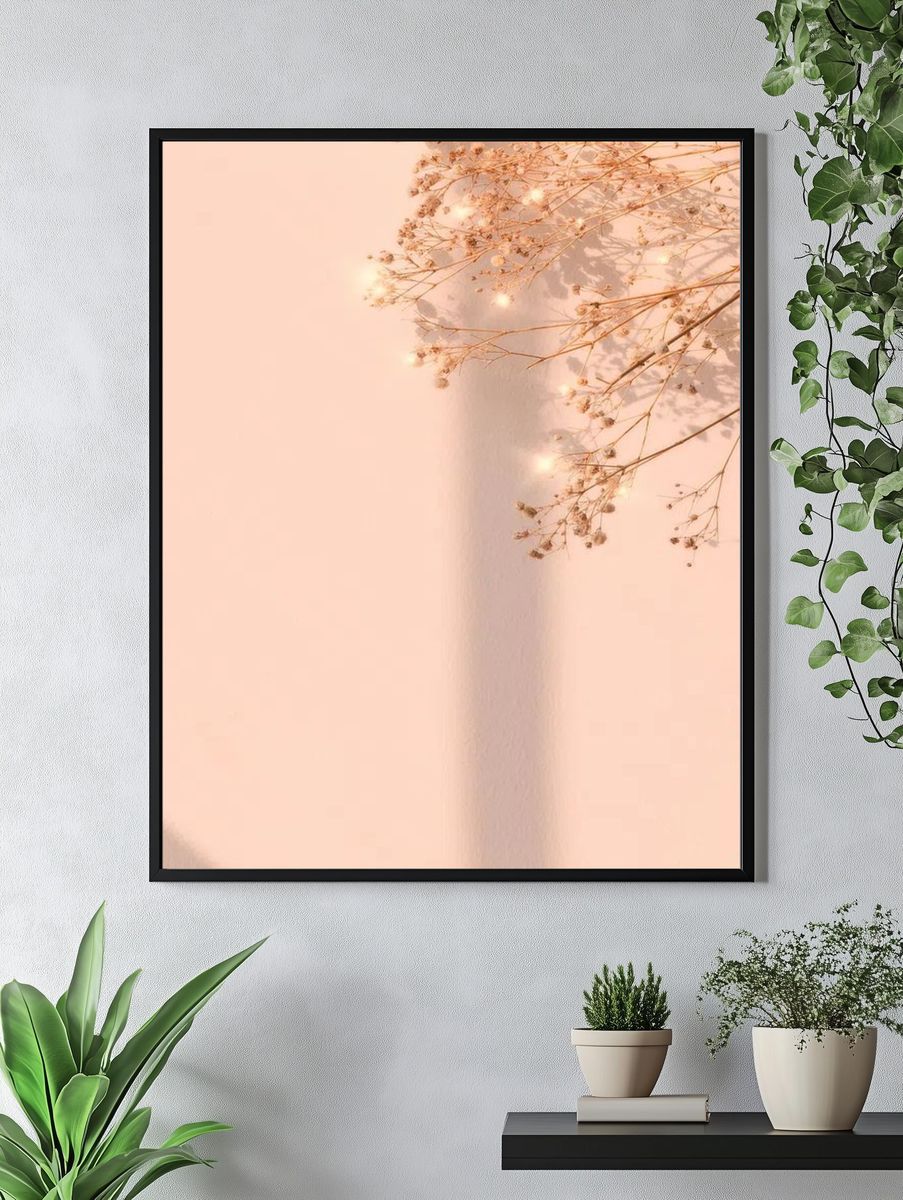 Dried Flowers on Soft Pink Background Poster. — room view 4