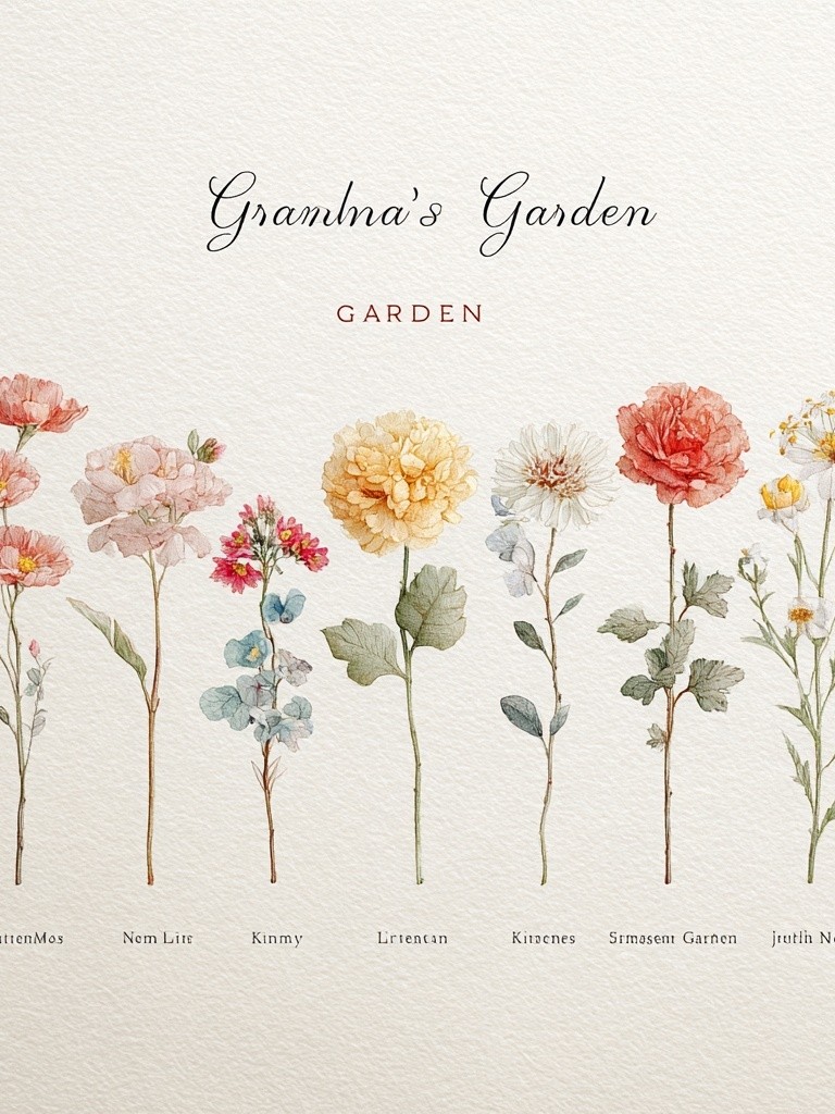 Grandma's Garden — Botanical Print. poster detail