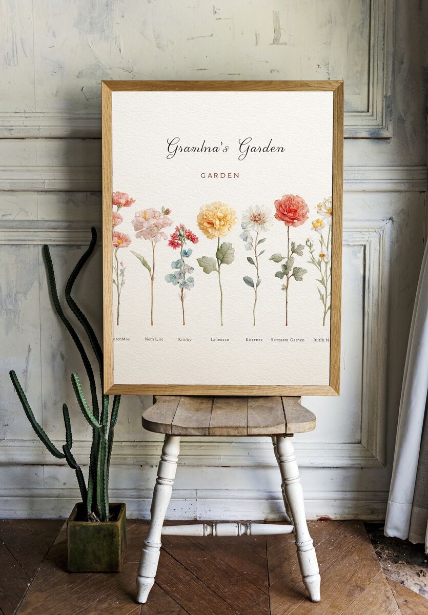 Grandma's Garden — Botanical Print. — room view 1