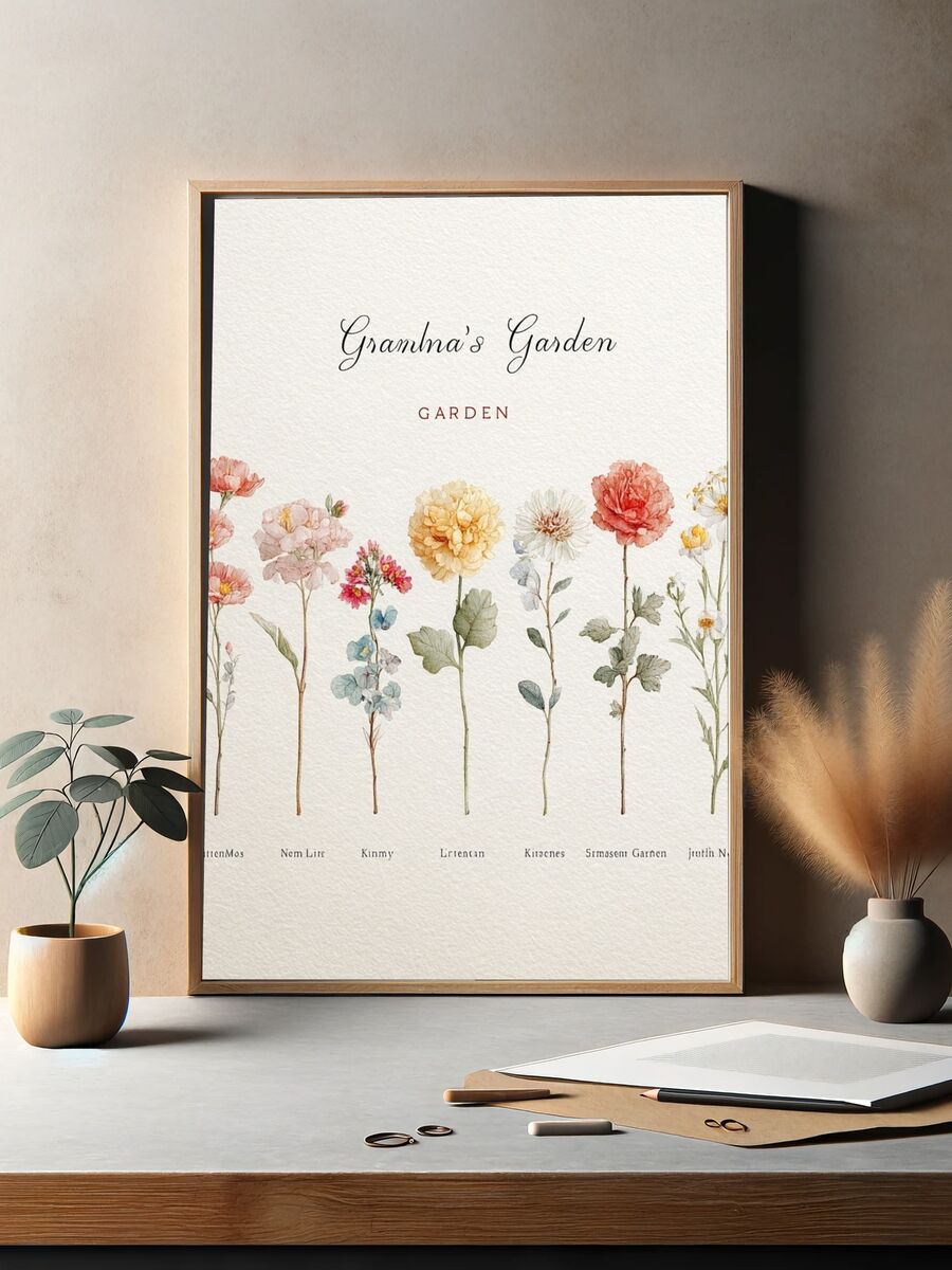Grandma's Garden — Botanical Print. — room view 2