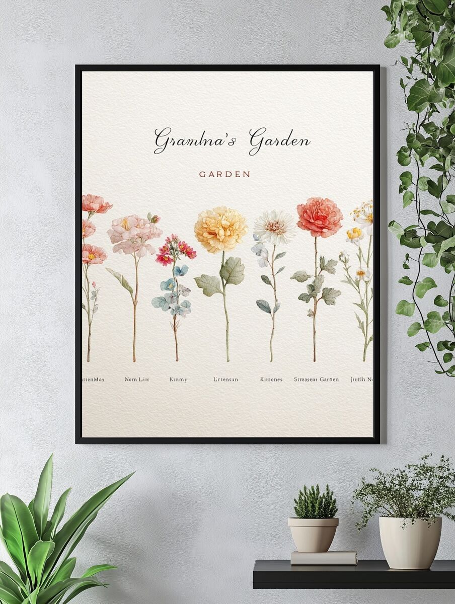 Grandma's Garden — Botanical Print. — room view 4