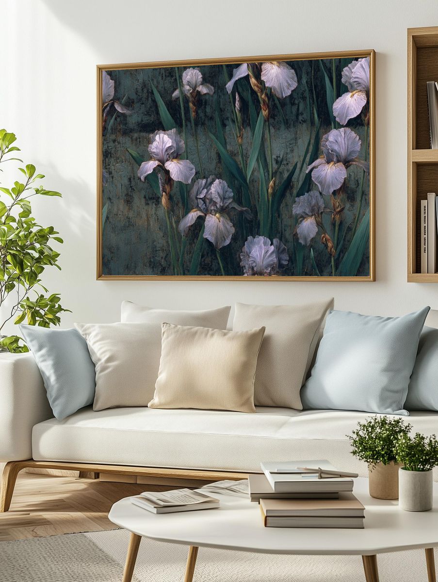 Iris Flowers — Botanical Print. — room view 2