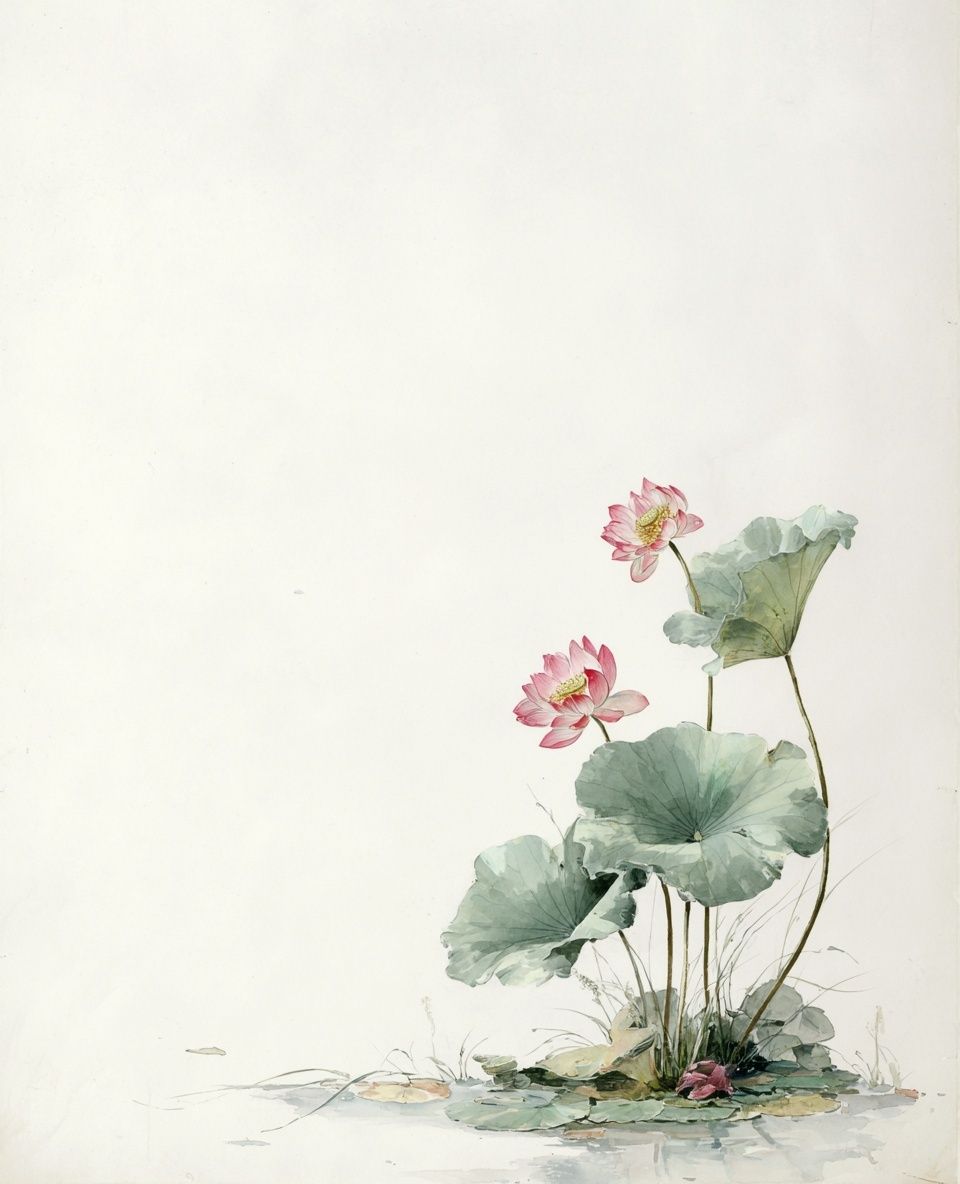 Lotus Flowers — Watercolor Print. poster — botanical art