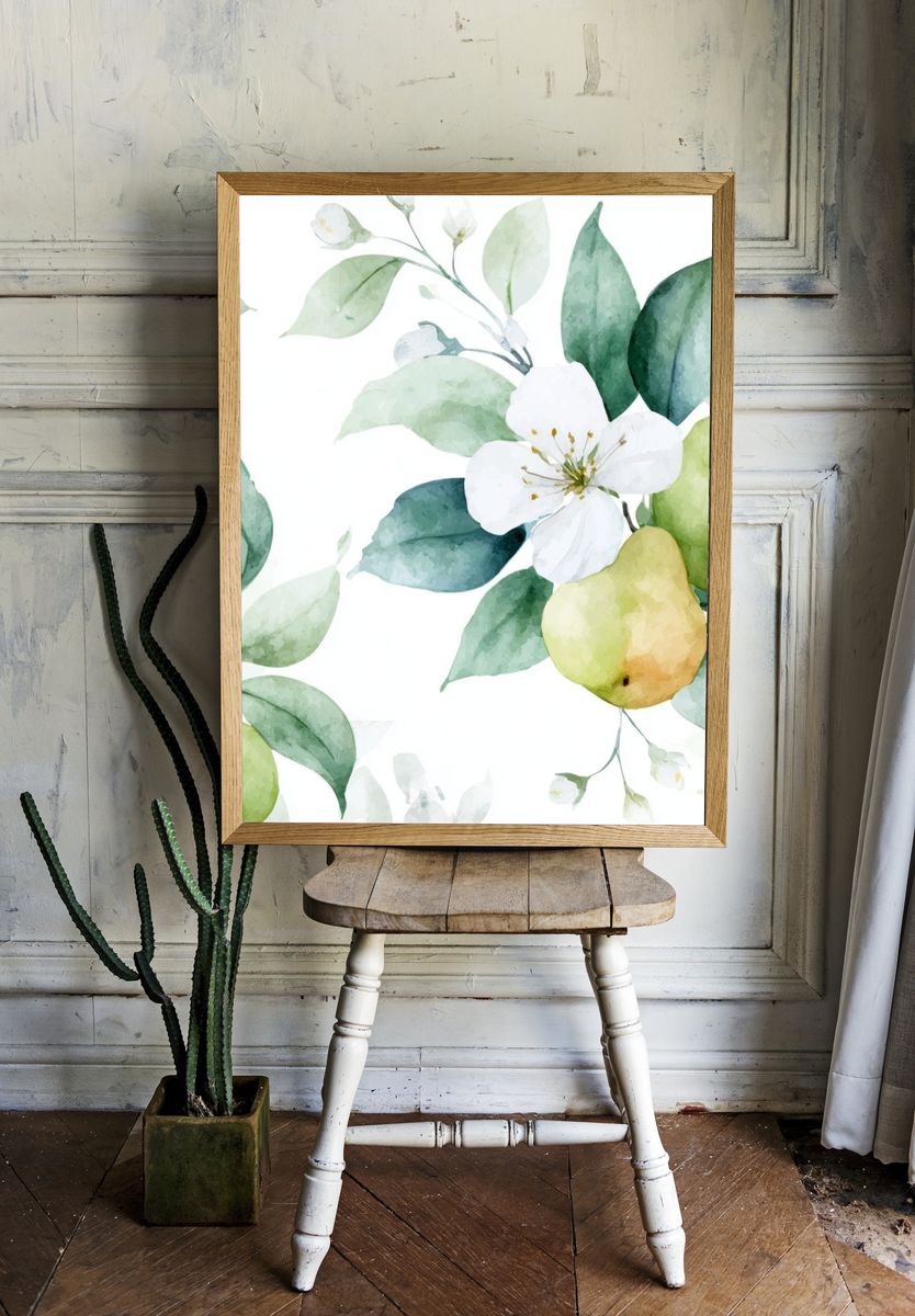 Pear Blossom Botanical Print. — room view 1