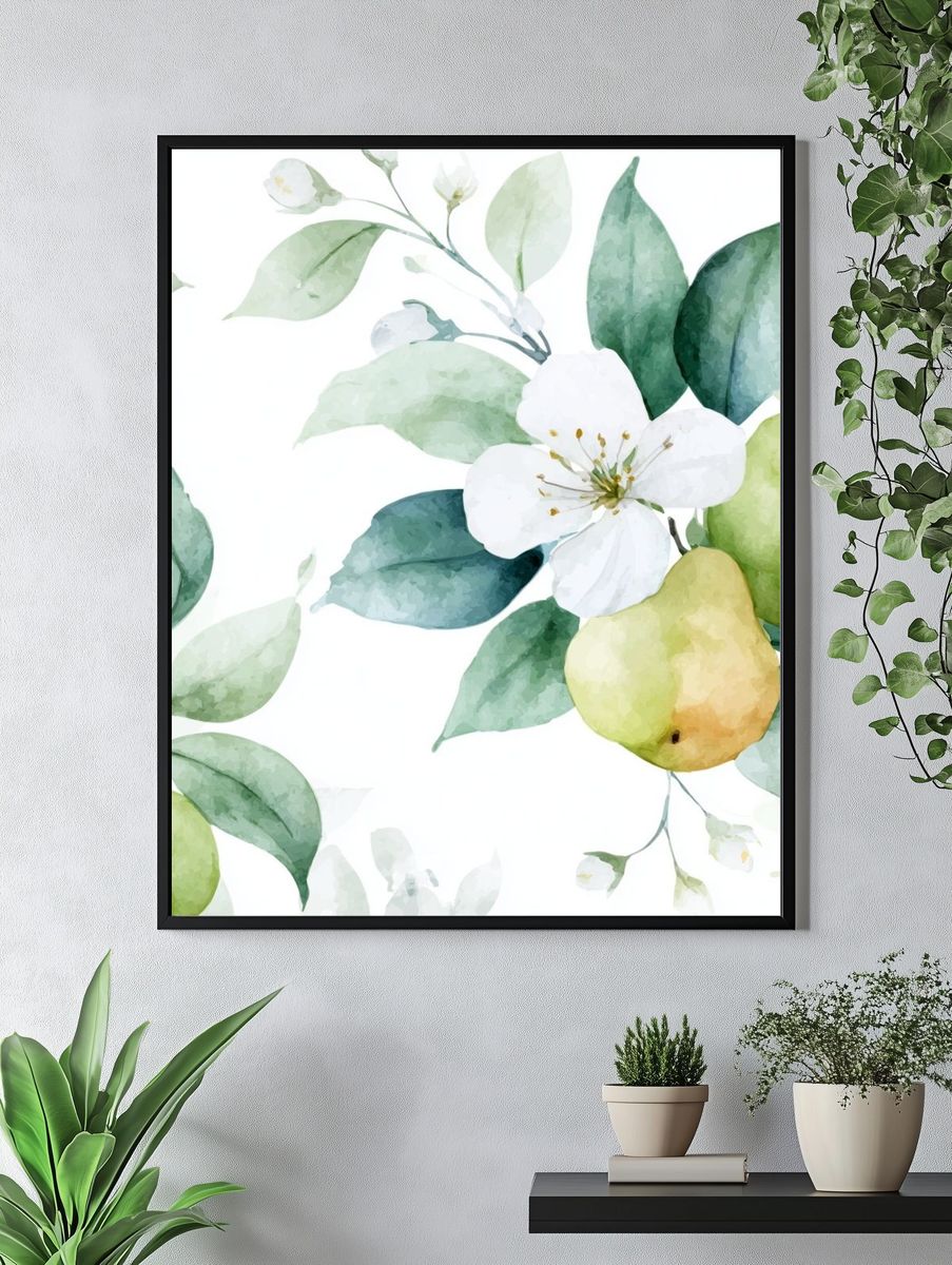 Pear Blossom Botanical Print. — room view 4