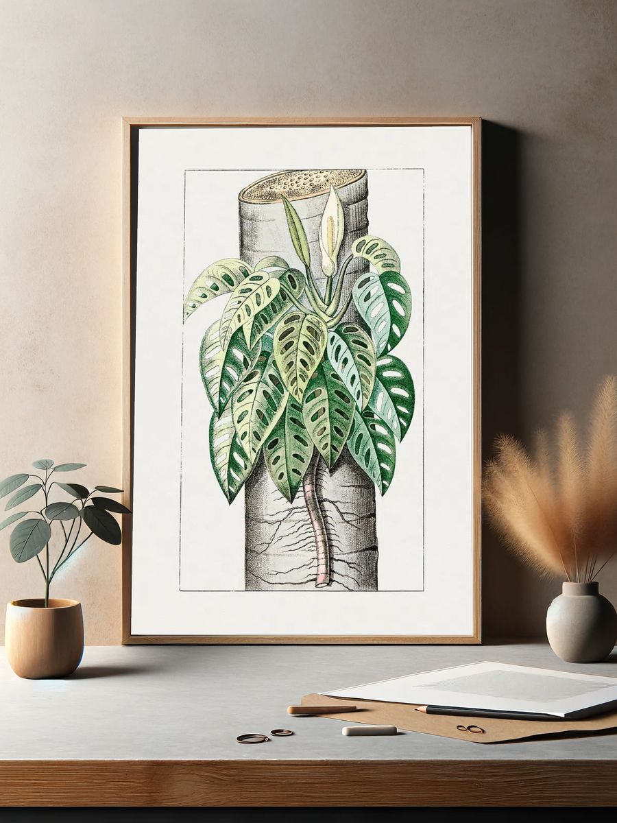 Monstera Plant Illustration Poster. — room view 2