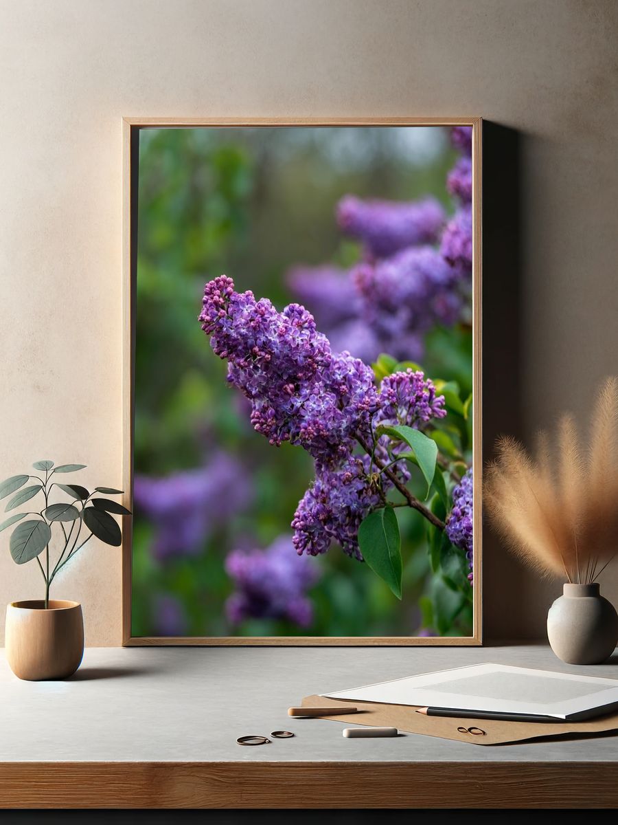 Lilac Blossoms — Botanical Print. — room view 2
